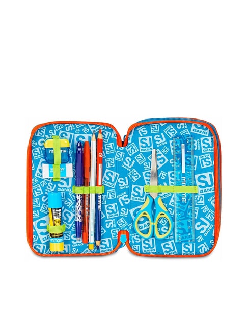 TINYPATCH BOY 3 zip pencil case complete with school kit bright turquoise - Cases and Accessories