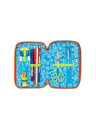 SJGANG TINYPATCH BOY 3 zip pencil case complete with school kit bright turquoise - Cases and Accessories - 3