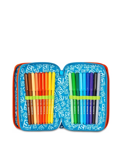 TINYPATCH BOY 3 zip pencil case complete with school kit bright turquoise - Cases and Accessories