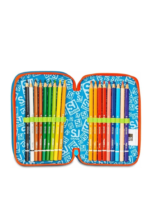 TINYPATCH BOY 3 zip pencil case complete with school kit bright turquoise - Cases and Accessories
