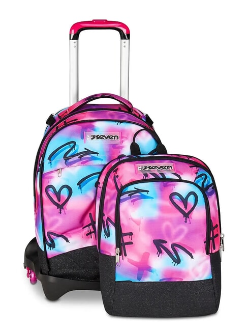 PAINT GIRL JACK 3WD Trolley 2 Detachable Backpacks, 3 wheels RHODAMINE RED - Backpack trolleys