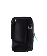 PIQUADRO CAMPIONARIO - BLUE SQUARE Leather cell phone pouch Black - Tablet holder& Organizer - 3
