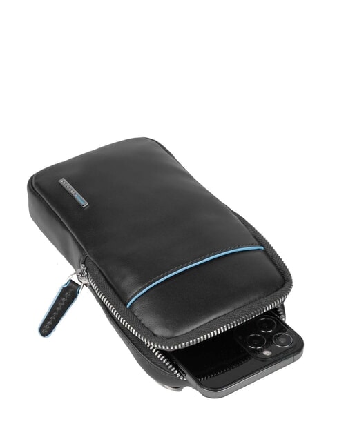 CAMPIONARIO - BLUE SQUARE Leather cell phone pouch Black - Tablet holder& Organizer
