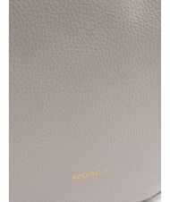 COCCINELLE ALPHA Hammered leather shoulder bag light grey - Women’s Bags - 3