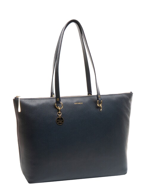 ALPHA Hammered leather shopping bag midnight blue - Women’s Bags