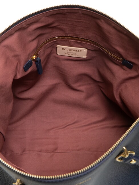 ALPHA Hammered leather shopping bag midnight blue - Women’s Bags