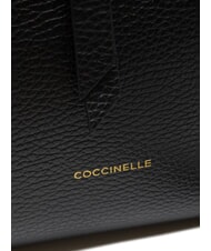 COCCINELLE ALBA Hammered Leather Tote Bag Black - Women’s Bags - 4