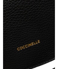 COCCINELLE ALPHA Hammered leather mini shoulder bag Black - Women’s Bags - 3