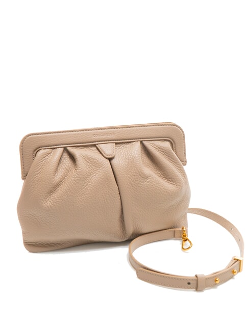 DILETTA SOFT Hammered leather clutch bag powder pink - Women’s Bags