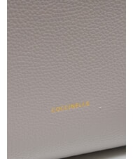 COCCINELLE KLICHE Hammered leather handbag light grey - Women’s Bags - 3