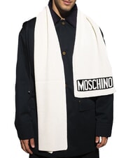 MOSCHINO LOGO Ribbed scarf cream - Scarves - 2