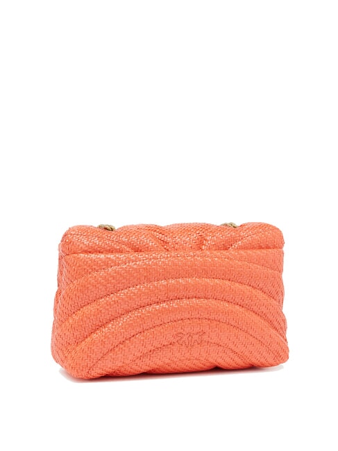 LOVE PUFF Mini shoulder bag in raffia mandarin red-antique gold - Women’s Bags