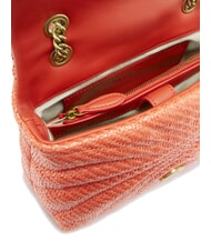 PINKO LOVE PUFF Mini shoulder bag in raffia mandarin red-antique gold - Women’s Bags - 4
