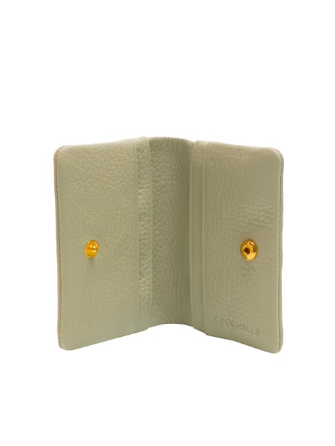 SOFTY Hammered leather card holder celadon green - Women’s Wallets