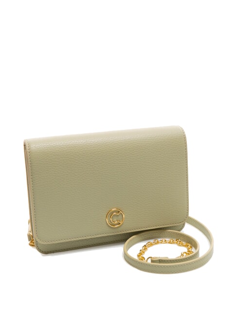 TULIP Hammered leather shoulder bag celadon green - Women’s Bags