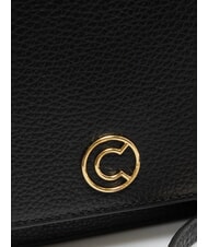 COCCINELLE TULIP Hammered leather shoulder bag Black - Women’s Bags - 3