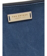 THE BRIDGE ANNA Flat canvas clutch navy blue/milk white gold abb. - Women’s Bags - 3