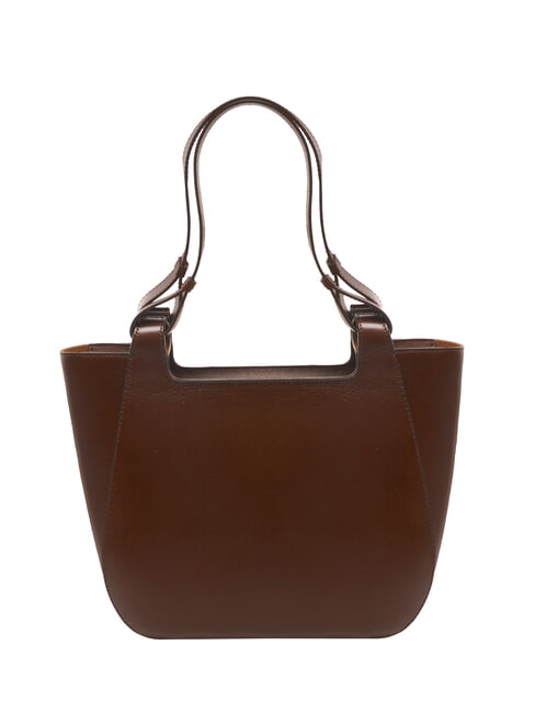 LUCIA Leather shoulder shopping bag BROWN - Women’s Bags