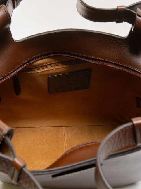 LUCIA Leather shoulder shopping bag BROWN - Women’s Bags