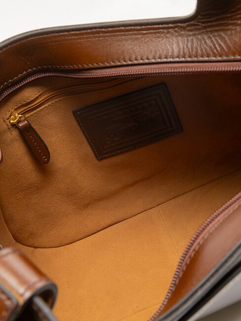 LUCIA Leather shoulder shopping bag BROWN - Women’s Bags