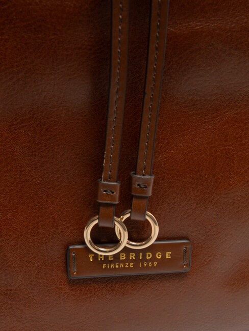 CARLOTTA Leather satchel bag with pockets BROWN - Women’s Bags