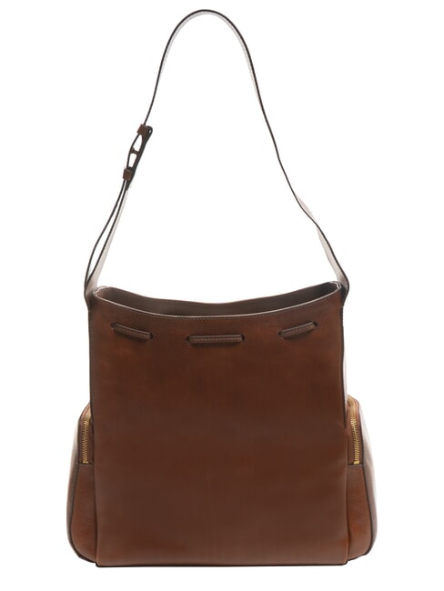 CARLOTTA Leather satchel bag with pockets BROWN - Women’s Bags