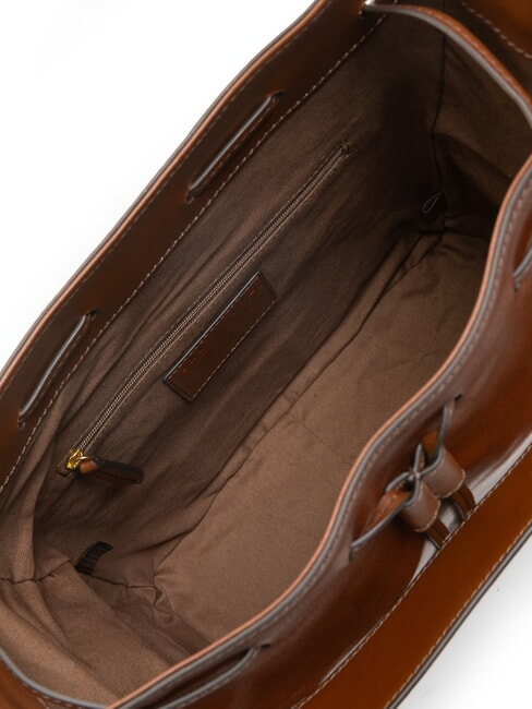 CARLOTTA Leather satchel bag with pockets BROWN - Women’s Bags