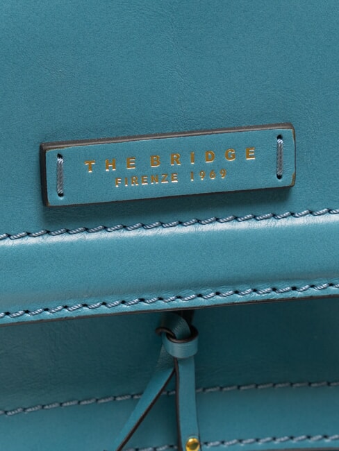 ELBA Leather bag with shoulder flap ocean blue ykk 370 - Women’s Bags