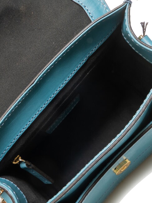 ELBA Leather bag with shoulder flap ocean blue ykk 370 - Women’s Bags