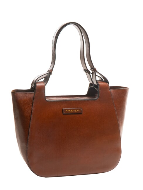 LUCIA Leather shoulder shopping bag BROWN - Women’s Bags