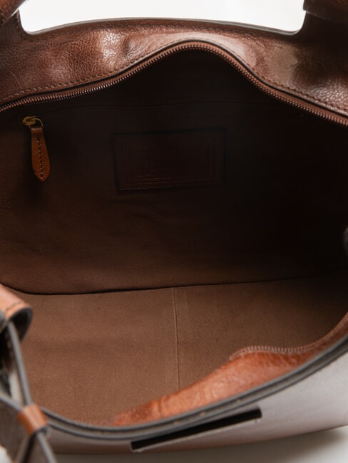 LUCIA Leather shoulder shopping bag BROWN - Women’s Bags