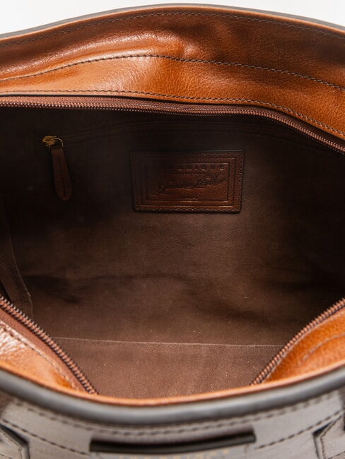 ANGELA Leather shoulder shopping bag BROWN - Women’s Bags