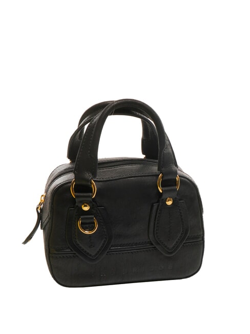 DAPHNE Mini leather trunk bag Black Gold - Women’s Bags