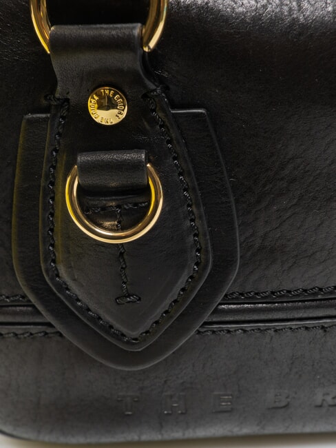 DAPHNE Mini leather trunk bag Black Gold - Women’s Bags