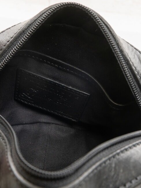 DAPHNE Leather camera case bag Black Gold - Women’s Bags