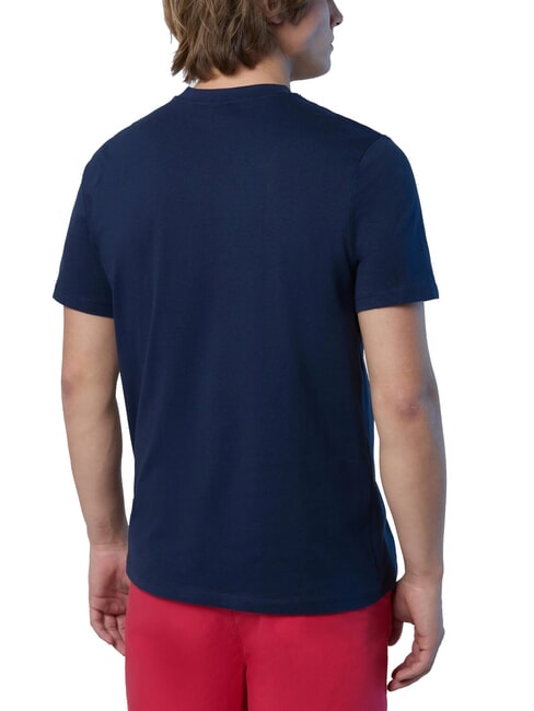 LINE PRINT Cotton T-shirt with maxi print navy blue - T-shirt