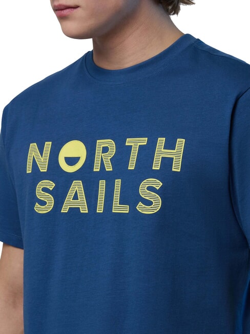 LINE PRINT Cotton T-shirt with maxi print dark denim - T-shirt