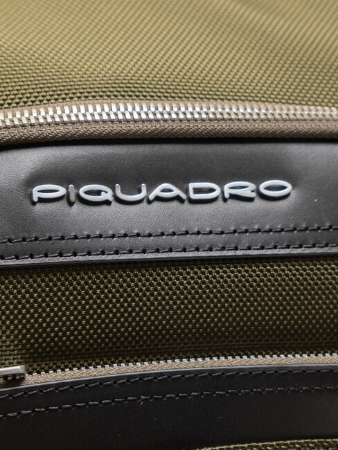 LINK Backpack in leather and fabric, 15.6 "pc holder GREEN - Laptop backpacks