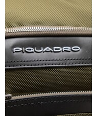 PIQUADRO LINK Backpack in leather and fabric, 15.6 "pc holder GREEN - Laptop backpacks - 3