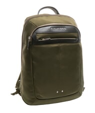 PIQUADRO LINK Backpack in leather and fabric, 15.6 "pc holder GREEN - Laptop backpacks - 4