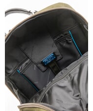 PIQUADRO LINK Backpack in leather and fabric, 15.6 "pc holder GREEN - Laptop backpacks - 5