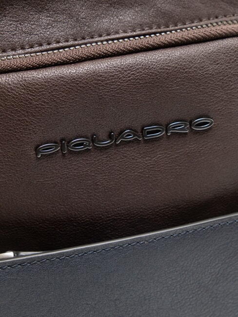 BLACK SQUARE Leather one-shoulder backpack bag blue/dark brown - Laptop backpacks