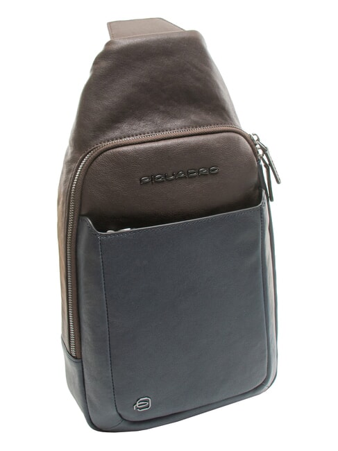 BLACK SQUARE Leather one-shoulder backpack bag blue/dark brown - Laptop backpacks