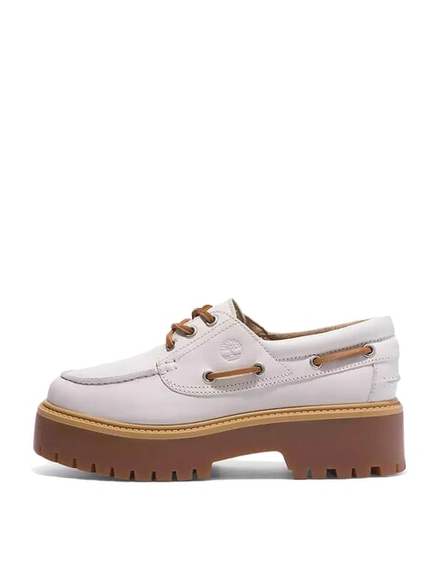 STONE STREET  High-soled boat shoes white full grain - Women’s shoes