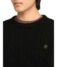 TIMBERLAND P-B LAMBWOOL Crewneck sweater in wool blend black/pavement - Men's Sweaters - 3