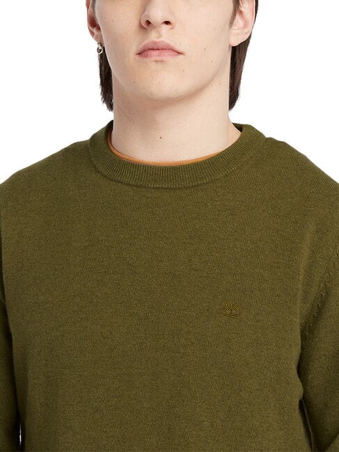 MERINO Crewneck sweater in wool blend darkoliv - Men's Sweaters