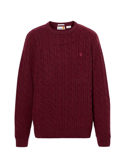 P-B LAMBWOOL Crewneck sweater in wool blend cordovanheather - Men's Sweaters