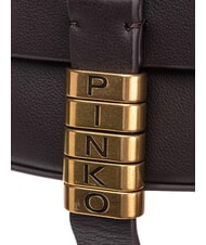 PINKO SADDLE Leather shoulder bag with flap brown moro-mix gal. gold-nik - Women’s Bags - 4