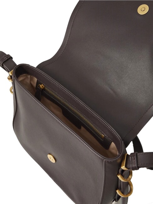 SADDLE Leather shoulder bag with flap brown moro-mix gal. gold-nik - Women’s Bags