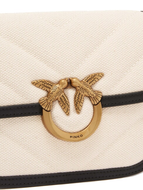 LOVE BOX BAG Mini canvas shoulder bag beige/black-antique gold - Women’s Bags